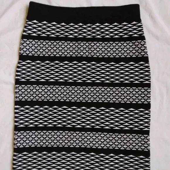 Cato Established 1946 Knit Sweater Skirt Black White Women's Size M - Picture 8 of 9